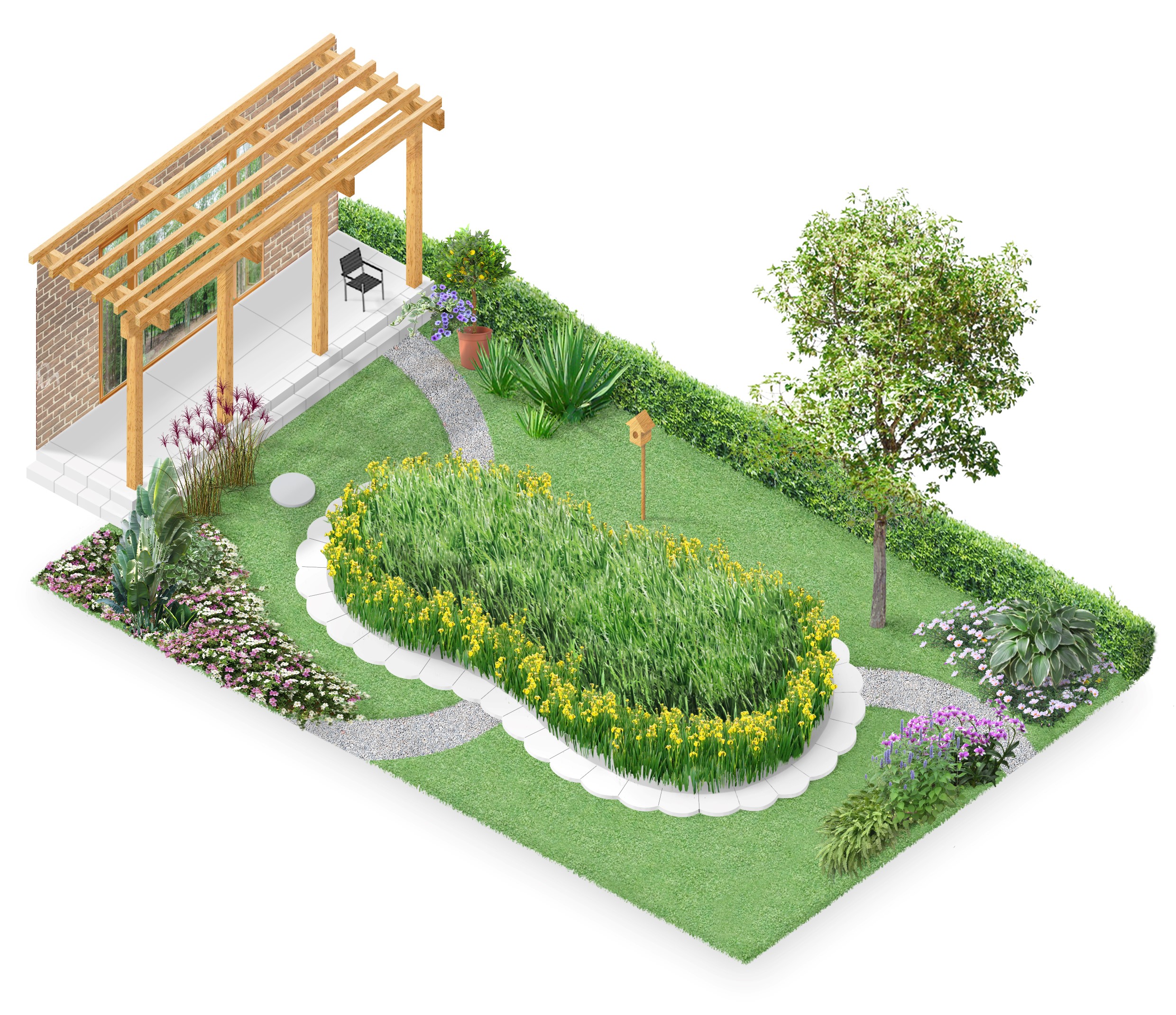 Decorative constructed wetland, design
